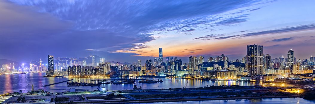 Hong Kong city sunset view from kowloon side