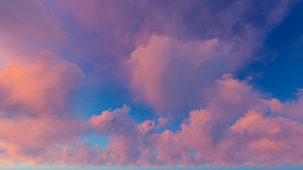 Cloudy blue sky abstract background, blue sky background with tiny clouds, 3d illustration