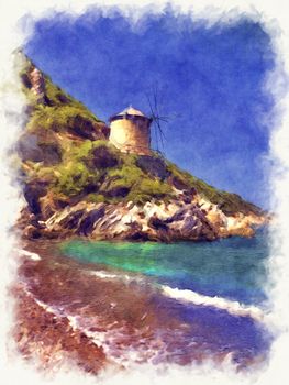 The beach of Lakes is a small rocky cove with some sand, found at north of the old town of Alonissos, known as Old Alonissos.