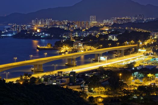 Highway in Hong Kong at night, tuen mun district