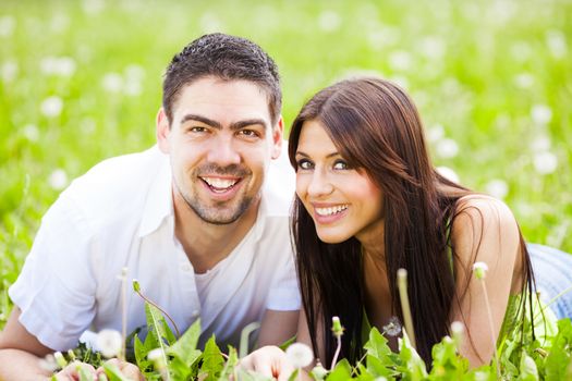 Happy couple in the nature