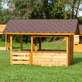 Small children houses made of wood in an Italian park