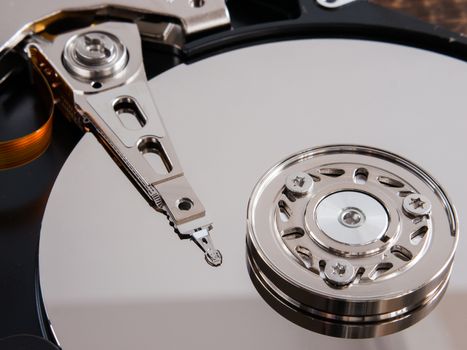 open hard disk drive close-up. IT concept