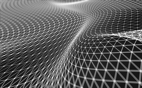 Abstract polygonal space low poly dark background with connecting dots and lines. Connection structure. 3d rendering