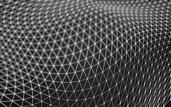 Abstract polygonal space low poly dark background with connecting dots and lines. Connection structure. 3d rendering