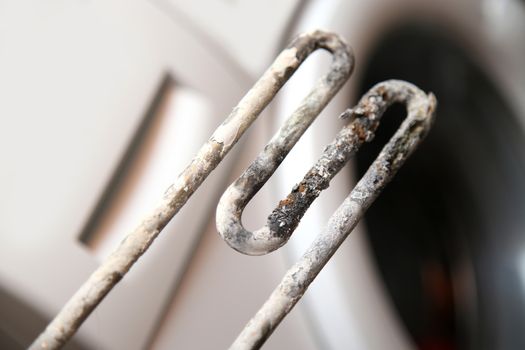 details closeup shot of electric heater from washing machine