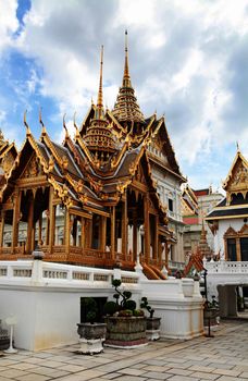 closeup the beautiful Buddhist temple gable, Thailand