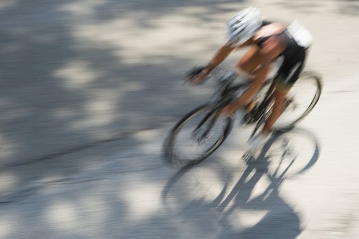 Cycling race with representation runner with blur