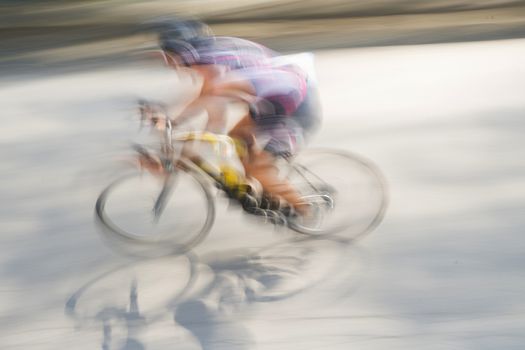 Cycling race with representation runner with blur