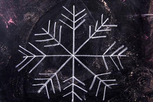 Graphic representation with chalk on blackboard symbol of snow
