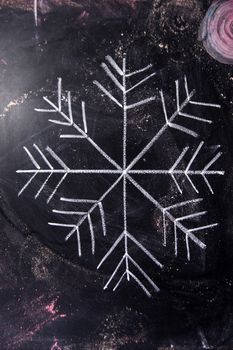 Graphic representation with chalk on blackboard symbol of snow
