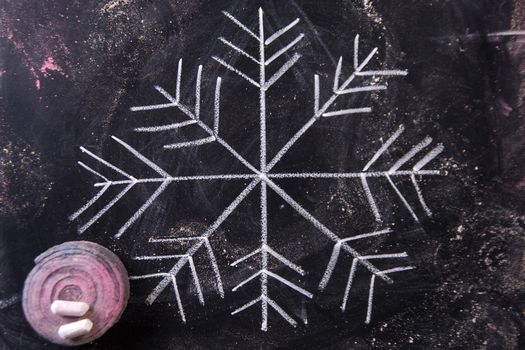 Graphic representation with chalk on blackboard symbol of snow
