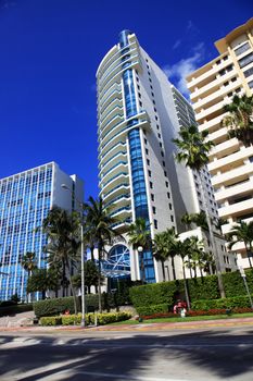 Miami, Florida, USA - May 14, 2013: Luxurious apartment building "Capobella" at 5025 Collins Avenue was constructed by Architect Stuart Cohen in 1995, may 14, 2013 in Miami, Florida.