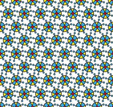 background or textile pattern with a stylized circular colored sun