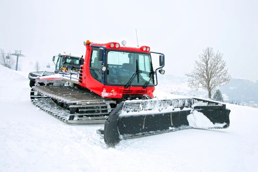 Red ratrak in winter scenery