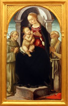 Biagio d'Antonio Tucci: Madonna and Child with St. Francis and Jerome, Old Masters Collection, Croatian Academy of Sciences in Zagreb, Croatia