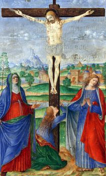 Matteo da Milano: miniatures from the breviary of Alfonso I d'Este: Crucifixion, Old Masters Collection, Croatian Academy of Sciences in Zagreb, Croatia