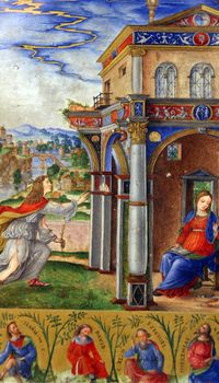 Matteo da Milano: miniatures from the breviary of Alfonso I d'Este: Annunciation of the Virgin Mary, Old Masters Collection, Croatian Academy of Sciences in Zagreb, Croatia