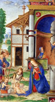 Matteo da Milano: miniatures from the breviary of Alfonso I d'Este: The Birth of Jesus, Old Masters Collection, Croatian Academy of Sciences in Zagreb, Croatia