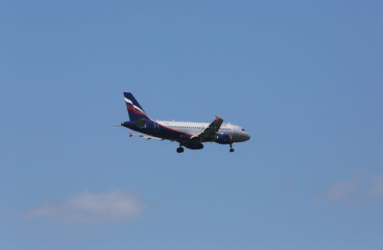 Airbus A319, registration VP-BWA of Aeroflot landing on Zagreb Airport Pleso