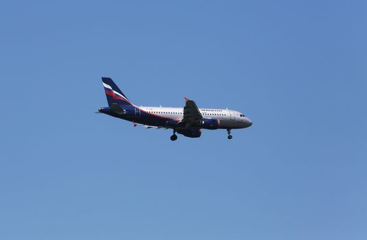 Airbus A319, registration VP-BWA of Aeroflot landing on Zagreb Airport Pleso