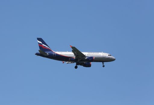 Airbus A319, registration VP-BWA of Aeroflot landing on Zagreb Airport Pleso