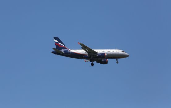 Airbus A319, registration VP-BWA of Aeroflot landing on Zagreb Airport Pleso