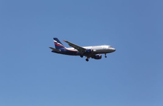 Airbus A319, registration VP-BWA of Aeroflot landing on Zagreb Airport Pleso