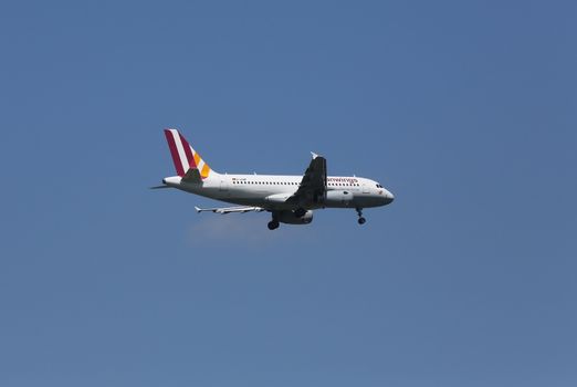 Airbus A319, registration D-AGWF of Germanwings landing on Zagreb Airport Pleso