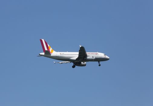 Airbus A319, registration D-AGWF of Germanwings landing on Zagreb Airport Pleso