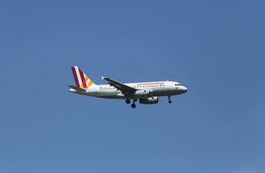 Airbus A319, registration D-AGWF of Germanwings landing on Zagreb Airport Pleso