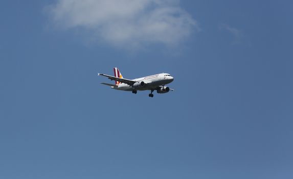 Airbus A319, registration D-AGWF of Germanwings landing on Zagreb Airport Pleso