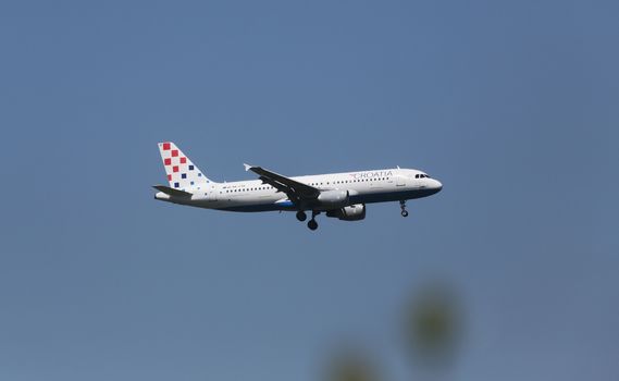 Airbus A320, registration 9A-CTK of Croatia Airlines landing on Zagreb Airport Pleso