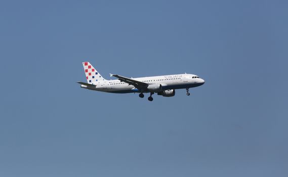 Airbus A320, registration 9A-CTK of Croatia Airlines landing on Zagreb Airport Pleso