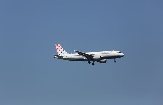 Airbus A320, registration 9A-CTK of Croatia Airlines landing on Zagreb Airport Pleso