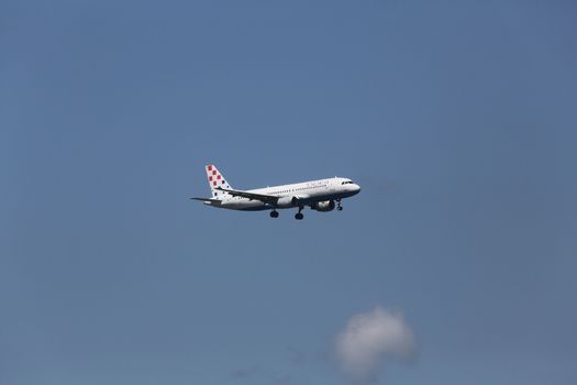 Airbus A320, registration 9A-CTK of Croatia Airlines landing on Zagreb Airport Pleso