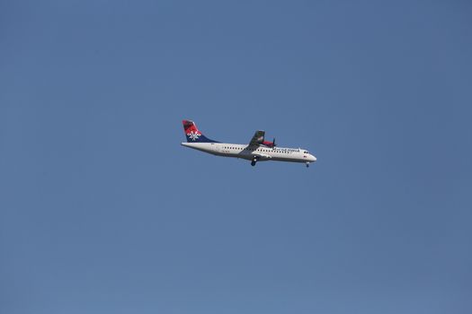 ATR 72, registration XB-IXP of Air Serbia landing on Zagreb Airport Pleso