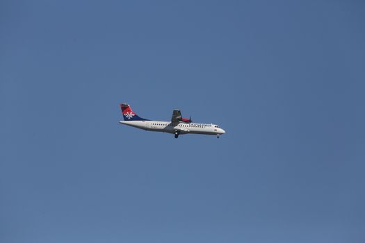 ATR 72, registration XB-IXP of Air Serbia landing on Zagreb Airport Pleso