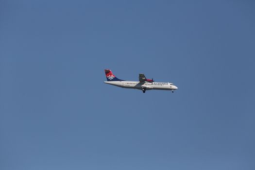 ATR 72, registration XB-IXP of Air Serbia landing on Zagreb Airport Pleso