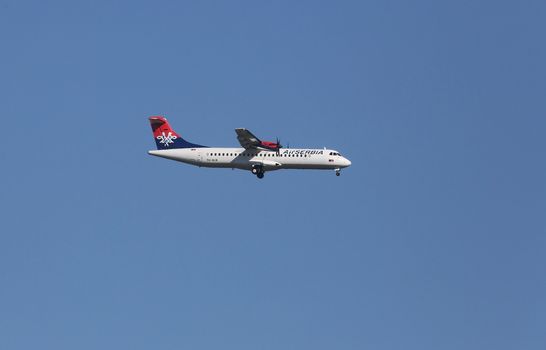 ATR 72, registration XB-IXP of Air Serbia landing on Zagreb Airport Pleso