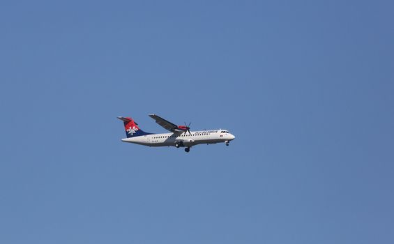 ATR 72, registration XB-IXP of Air Serbia landing on Zagreb Airport Pleso