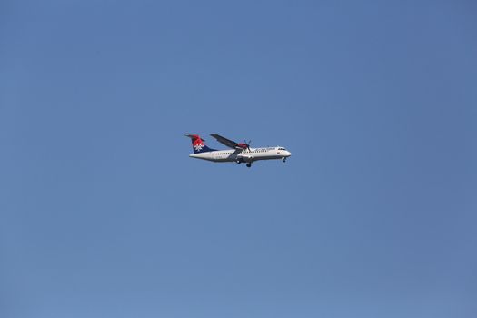 ATR 72, registration XB-IXP of Air Serbia landing on Zagreb Airport Pleso