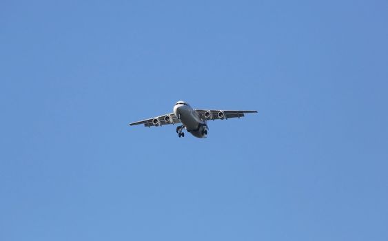 Avro RJ100, registration XB-IXP of Swiss  Airlines landing on Zagreb Airport Pleso