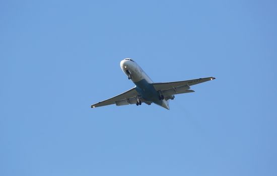 Fokker F70, registration OE-LFJ of Austrian Airlines landing on Zagreb Airport Pleso