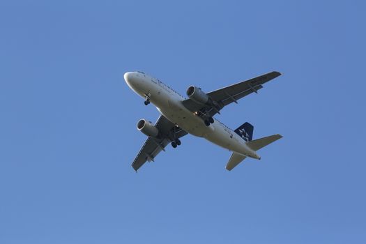 Airbus A319, registration 9A-CTI of Croatia Airlines landing on Zagreb Airport Pleso