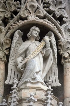 Angel on the portal of the cathedral dedicated to the Assumption of Mary in Zagreb