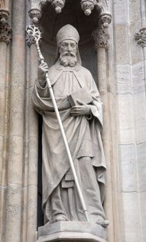 Statue of Saint Cyril on the portal of the cathedral dedicated to the Assumption of Mary in Zagreb