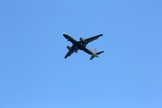 Airbus A320, registration 9A-CTJ of Croatia Airlines landing at Zagreb Airport Pleso