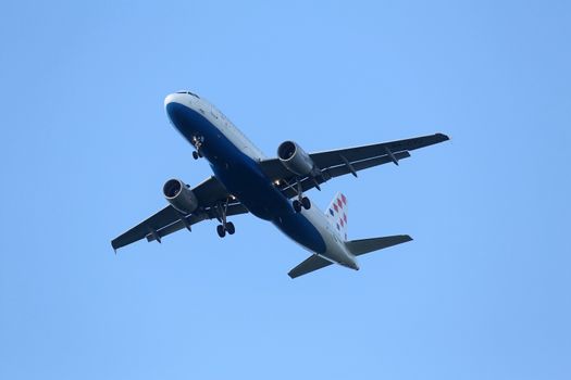 Airbus A320, registration 9A-CTJ of Croatia Airlines landing at Zagreb Airport Pleso