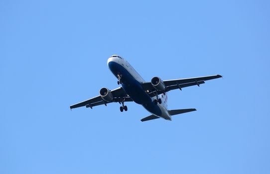 Airbus A320, registration 9A-CTJ of Croatia Airlines landing at Zagreb Airport Pleso